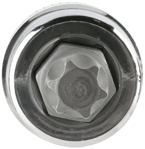 Top view of Three Eighths Drive Torx Bit Socket T40 With S2 Steel Inserts, heat-treated socket bases, knurled ring detail.