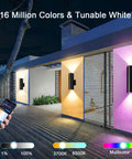 Up And Down Outdoor Wall Sconce With APP Control, RGB CCT Color Changing Exterior Light Fixture mounted on exterior wall