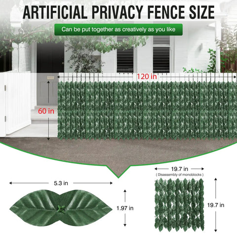Dope Privacy Fence Screen Ivy Wall Backdrop 120x60 Inch with 18 Mini Hedge Panels for outdoor privacy