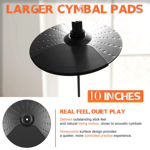 10-inch electronic cymbal pad from Multi Zone Electronic Drum Set With Four Dual Trigger Quiet Mesh Pads 360 Sounds 10 User Kits