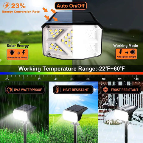4 Pack Solar Spotlight Outdoor Lights Waterproof IP66, adjustable head, solar charging panel, weatherproof design