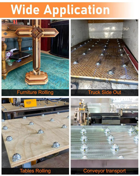 Wide application of 40 Pack 1-Inch Ball Caster Rollers With 360-Degree Rotation for furniture, truck bed, tables, and conveyor transport