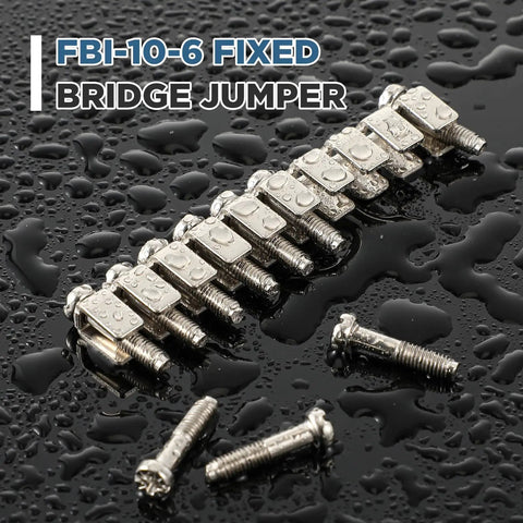 10 Pack FBI-10-6 Fixed Bridge Jumpers for Din Rail Terminal Blocks with screws, wet metal surface, 10 Pole Jumpers