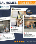 Two Car Garage Door Screen With Retractable Fiberglass Mesh Weatherproof Magnetic Closure Weighted Bottom Easy No Tools Install Tie Back Design 7 Ft High By 16 Ft Wide on social media posts showing installation and pets