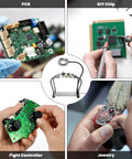 Soldering Station With 5X Magnifying Light And Adjustable 4 Arm PCB Holder for various tasks like PCB, DIY, controllers, jewelry.