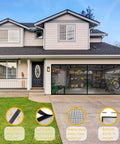 Heavy Duty Magnetic Garage Screen Door for 2 Car Garage 16 by 8 Feet Built Tough from Fiberglass Mesh shown on house garage