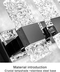 Gold Wall Sconce Set Of Two LED Bathroom Vanity Lights With Bubble Crystal, close-up of faceted glass and stainless steel base