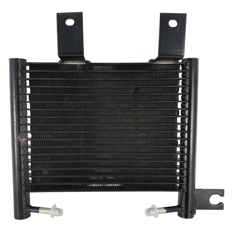 Premium Transmission Oil Cooler For Hyundai Santa Fe 2001-2006 Fits 2.4L 2.7L 3.5L Engines Keeps Fluid Cool Prevents Overheating Slammer Upgrade Replacement black finned metal cooler front view