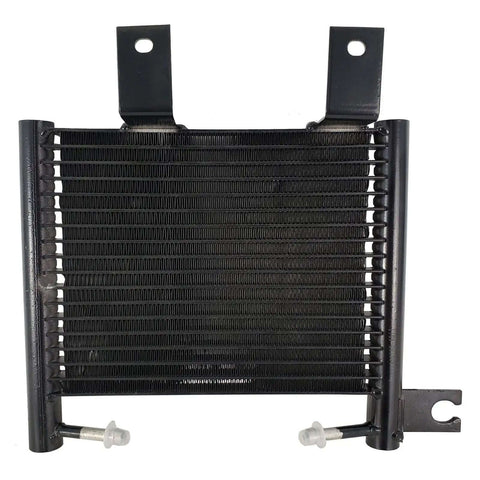 Heavy Duty Transmission Oil Cooler For Santa Fe That Handles 2 4L And 3 5L Engines In 2001 To 2006 Models Without Frying The Gearbox Or Burning Out Your Clutch Assembly With Ease. black metal transmission oil cooler with mounting brackets