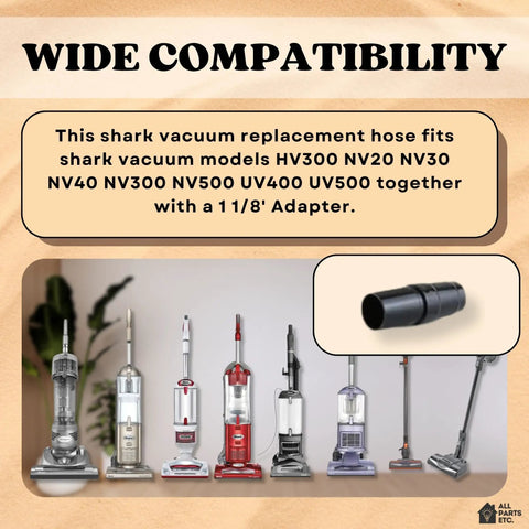 Replacement Vacuum Hose Extension For Upright And Stick Vacuums With A Long 10 Foot Reach And One And One Eighth Inch Adapter