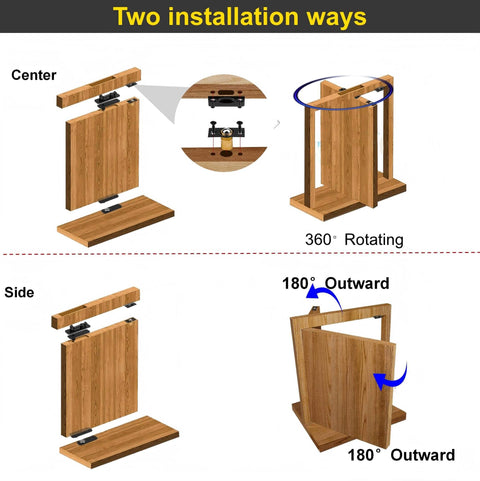 Diagram of Heavy Duty Hidden Door Hinges Thickened Solid Steel Pivot Hinge With 360 Degree Rotation And 570 Lbs Load For Secret Doors