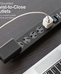 Six-Outlet Surge Protector Power Strip With Fifteen Foot Cord, 800 Joules Of Surge Protection, Twist-To-Close Safety Covers