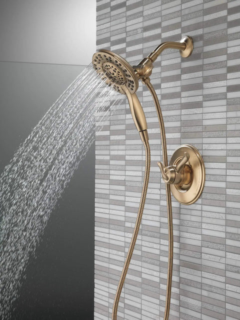 Two In One Dual Shower Head With Detachable Handheld And Flex Hose Four Killer Spray Settings Slick Brushed Gold Finish Smoother Than A Cadillac Built Tough Bathroom Flex That Slaps Premium Flow Control