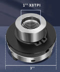 Three Inch Wood Lathe Chuck Set With Self Centering Three Jaws For Precise Turning Pro Grade Grip 1 By 8 TPI Thread top view