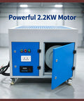 Heavy Duty Industrial Dust Collector And Welding Fume Extractor With Multi Stage Filtration System That Knocks The Dust Straight Out Of The Air 220V Workbench Rig showing 2.2KW motor and controls.