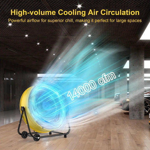 30 Inch High Velocity Industrial Drum Fan Delivers Up To 14000 CFM Beast-Level Airflow With 3 Speeds, 360 Degree Tilt