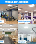 4 Pack 2x2 Ft LED Flat Panel Ceiling Light Fixture 45W 5800 Lumens 5000K White Dimmable 0-10V in office, gym, school, hospital