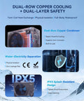 Heavy Hitter Ice Bath Water Chiller And Heater With Smart Touchscreen displaying dual-row copper cooling technology.