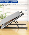 Image of Ergonomic Laptop Stand For 10 To 14 Inch Laptops Portable Riser With 8 Adjustable Angles, shown with a laptop on a desk.