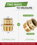 Lead Free Brass 3/4 GHT Female To 1 NPT Male Swivel Adapter For Hose To Pipe Fitting, size guide with measurements