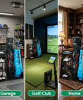 Golf Bag Storage Organizer For Garage Holds Two Golf Bags With Ball Storage Basket Keeps Golf Gear Neat Accessible And Ready To Roll For Practice In Your Home Or Club Garage Durable Steel Construction Keeps Two Full Size Golf Bags Upright And Easy To shown in various settings
