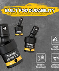 Impact Universal Joint Swivel Socket Set One Half Inch Three Eighth Inch One Quarter Inch Flexible Wobble Drive Kit Built To Last In Premium CR Mo Steel For Heavy Duty Torque And Smooth Access In Tight Spots