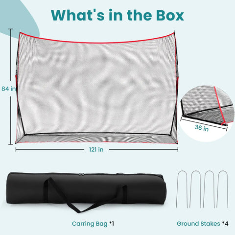 Backyard Golf Net 10x7 Ft With Frame For Indoor And Outdoor Practice, Heavy Duty Hitting Net, includes carrying bag and stakes