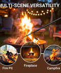 Beefy 40 Inch Heavy Duty Fire Poker With Twisted Rope Grip Solid 12mm Steel Wrought Iron Fireplace Tool in use at bonfire.