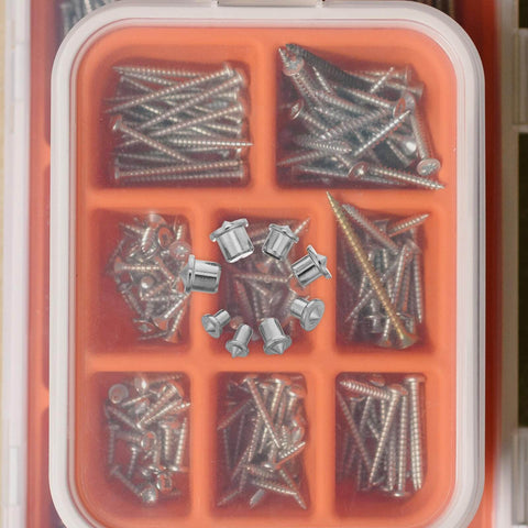 8 Piece Dowel Center Pin Set With Precision Point For Woodworking Drilling And Hole Alignment in plastic organizer box