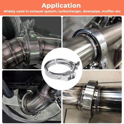 2 Inch Quick Release V Band Clamp 304 Stainless Steel For Turbo Exhaust Downpipe Install on automotive pipes