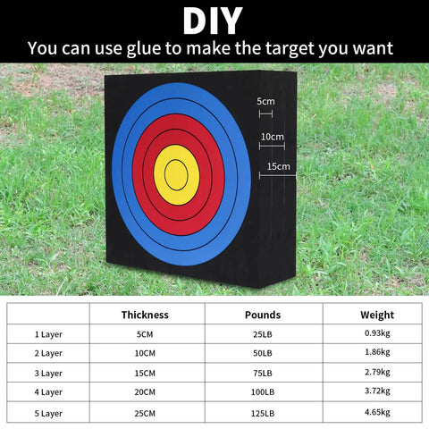 Backyard Archery Target For Youth, Kid Friendly EVA Foam, Lightweight And Waterproof, Square Moving Target with Rings