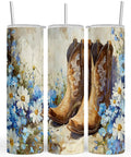 Dope 20 Oz Tumbler Sublimation Wrap Bundle With Ready To Press Transfers For Straight And Skinny Tumblers, cowboy boots design