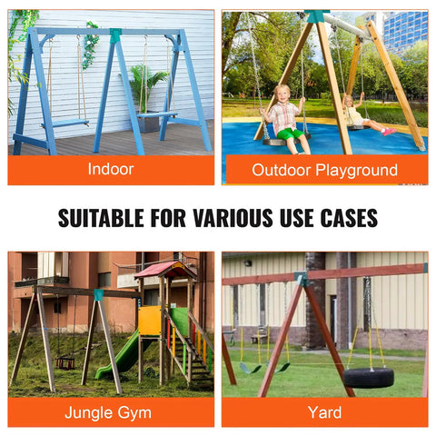 Heavy Duty A Frame Swing Set Brackets Kit For 4x4 Posts And 4x6 Beams With Mounting Hardware, DIY Swing Frame Brackets, Wobble Free Stability, Carbon Steel, Green Finish