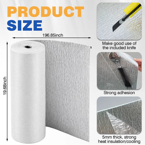 Top Shelf 5Mm Thermal Foam Peel And Stick Wallpaper Roll Delivering Game Changing Soundproof Insulation And No Fuss Adhesive Wallcovering For Bedroom Living Room Homes, 196.85in x 19.68in, showcasing texture and peel-off backing.