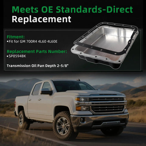 Beefed Up Transmission Oil Pan With Drain Plug For GM 700R4 4L60 4L60E Deep Pan Depth Two And Five Eighths Inches and truck