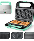 Keinve 3 In 1 Sandwich Maker Waffle Press And Panini Grill With Non Stick Plates showing waffles, compact design.