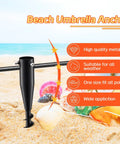 Heavy Duty Outdoor Umbrella Sand Anchor Stand For Ground No Dig Screw In Base Metal In Ground Umbrella Holder For Patio Or Beach Rock Solid Wind Resistant And Built To Last with features displayed.