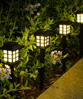 12 Pack Solar Path Lights Outdoor Walkway Garden Landscape Driveway Waterproof Warm White Solar Powered Lights Auto On At Night