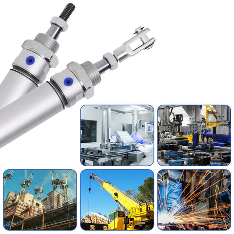 Mini Pneumatic Cylinder 16mm Bore 150mm Stroke Double Acting With Y Connector And Two Pneumatic Quick Fittings MAL16x150 image