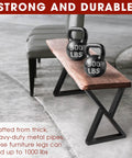 Beefy 16 Inch Heavy-Duty Metal Table Legs Set Of 2 Black With Double Triangle Z Shape Design supporting 1000 lbs bench