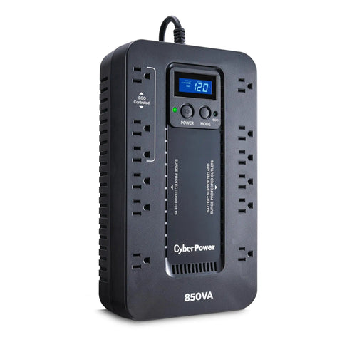 Ecologic UPS Battery Backup And Surge Protector With 12 Outlets 850VA 510W Eco Mode Compact UL Certified For Home Office Computers Gaming Consoles And Home Theater Equipment