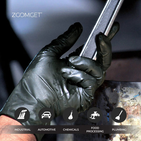Black Nitrile Gloves 3 Mil Disposable for Cooking and Food Prep used for handling tools, latex free, powder free, textured grip.