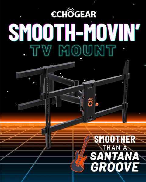 Heavy Duty Full Motion TV Wall Mount Bracket For Flat Screens Up To 82 Inches shown with a sleek black design.