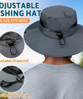 Adjustable back view of Wide Brim Bucket Hat With UPF 50 Plus Sun Protection, Breathable Mesh Vent, Dark Gray