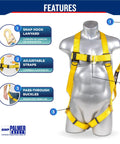 Heavy Duty Fall Protection Harness Kit With Detachable Six Foot Lanyard Internal Shock Absorber Snap Hook OSHA ANSI Fall Arrest 2 Pack