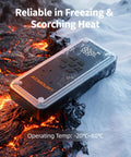 W160 Jump Starter With Air Compressor 5000A Portable Car Jump Pack in extreme temperatures on lava and ice surface