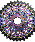 XG-1290 12-Speed Rainbow Cassette 10-36T for XDR driver body, rainbow finish, top view