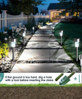 12 Pack Outdoor Solar Lights Stainless Steel Garden Pathway Lights Waterproof illuminating a night garden path