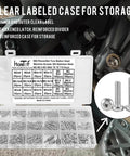 Boss 304 Stainless Steel Torx Button Head Screws Set With 900 Pieces M2 M2.5 M3 Bolts Nuts Washers Star Drive Round Head Machine Screws Fully Threaded Includes T6 T8 T10 Wrench in labeled storage case