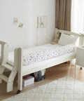 Dino Approved Toddler Bed Guard Rail 52 Inch Foam Bed Bumper With Removable Washable Cover on child bed in bedroom